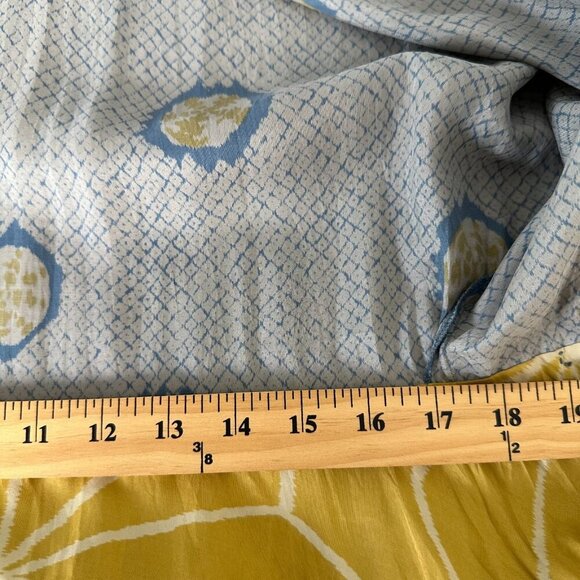 Territory Ahead Wrap Maxi Dress Womens 16 Geometric 100% Silk Gray Blue Yellow - Picture 6 of 9